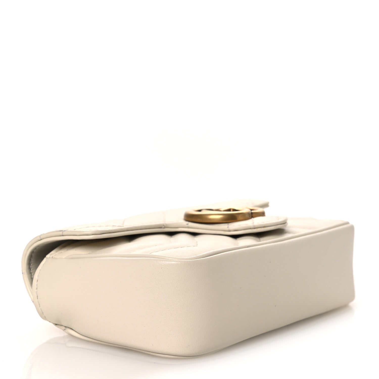 Gucci Calfskin Matelasse Super Mini GG Marmont Shoulder Bag White