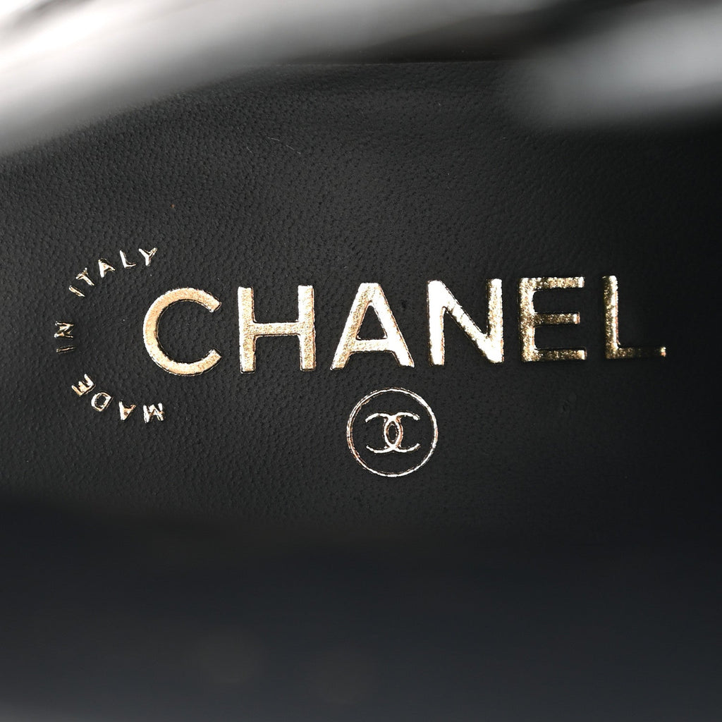 Chanel Shiny Calfskin Quilted Lace Up Combat Boots 39 Black