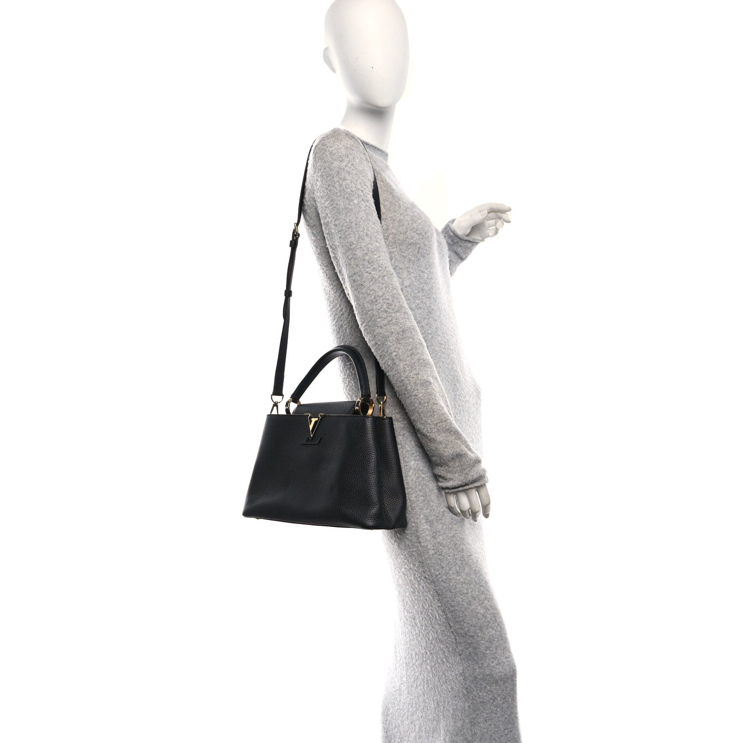 Louis Vuitton Taurillon Capucines PM Black