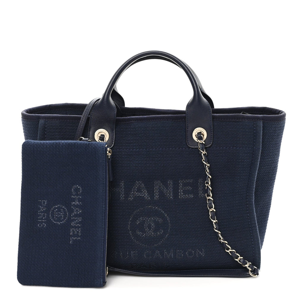 Chanel Mixed Fibers Small Deauville Tote Navy