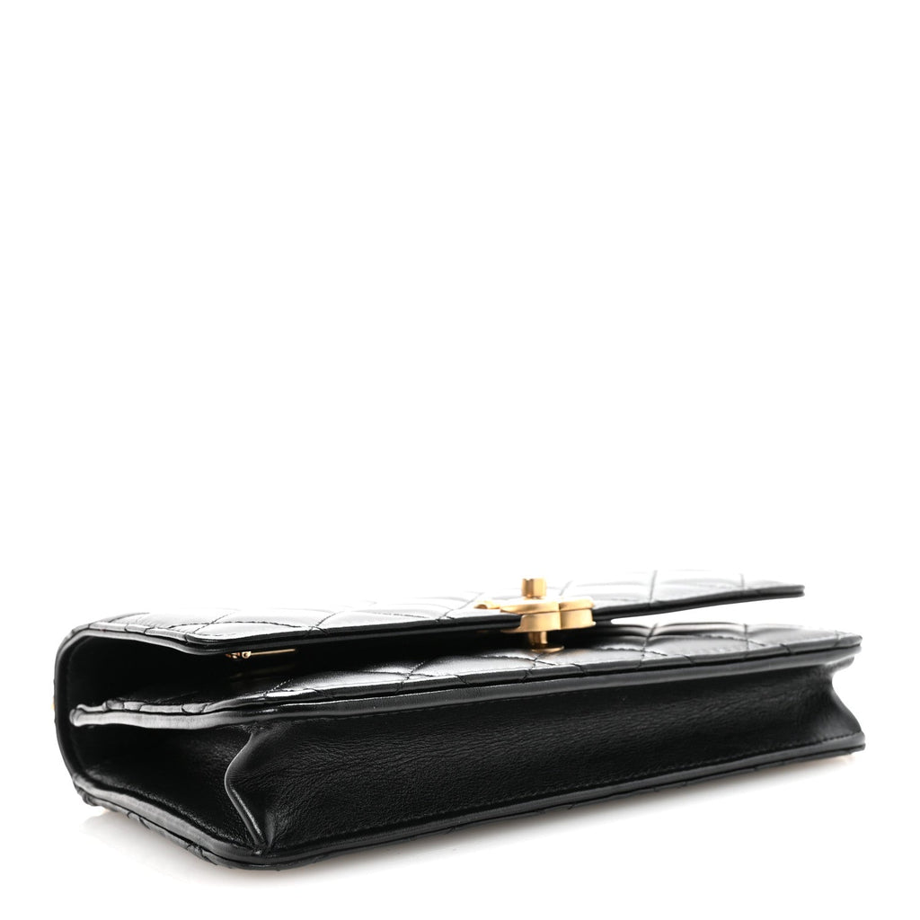 Chanel Calfskin Quilted Perfect Fit Wallet On Chain WOC Black