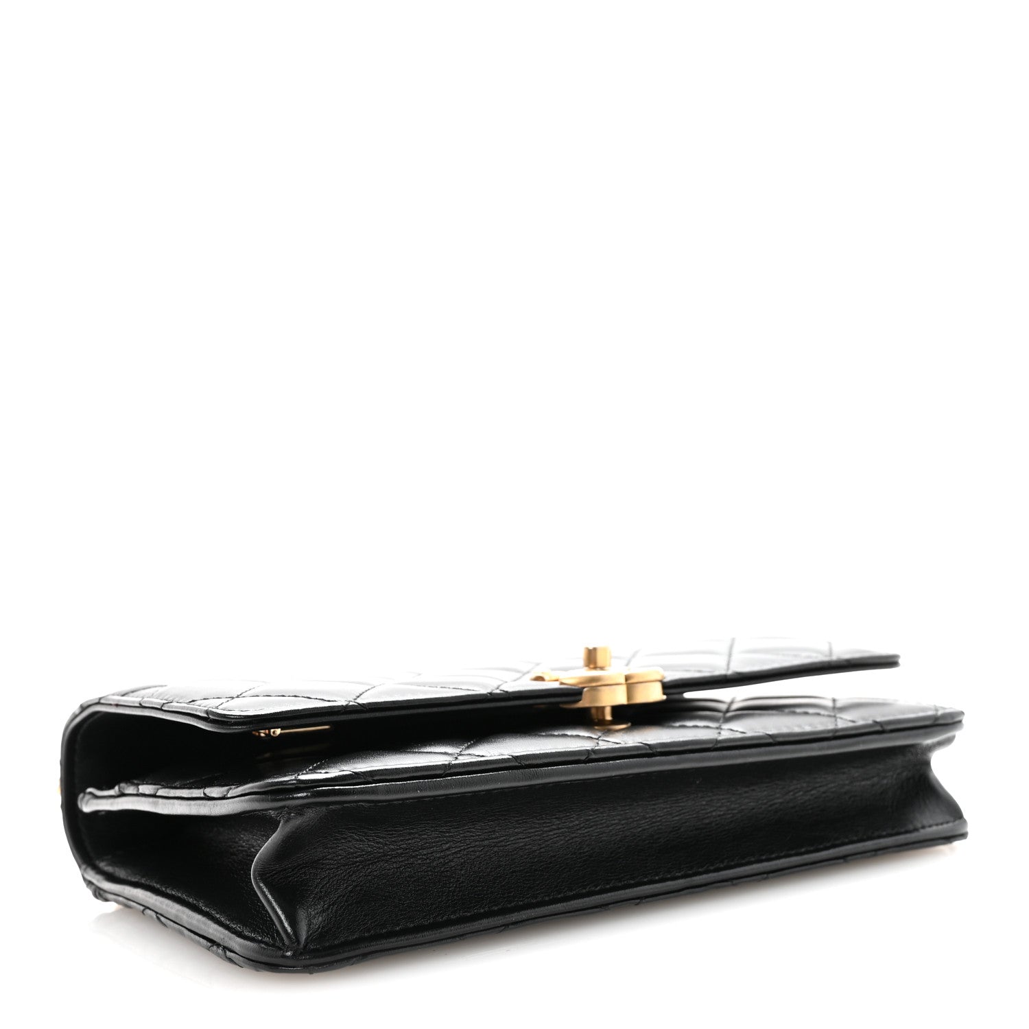 Chanel Calfskin Quilted Perfect Fit Wallet On Chain WOC Black