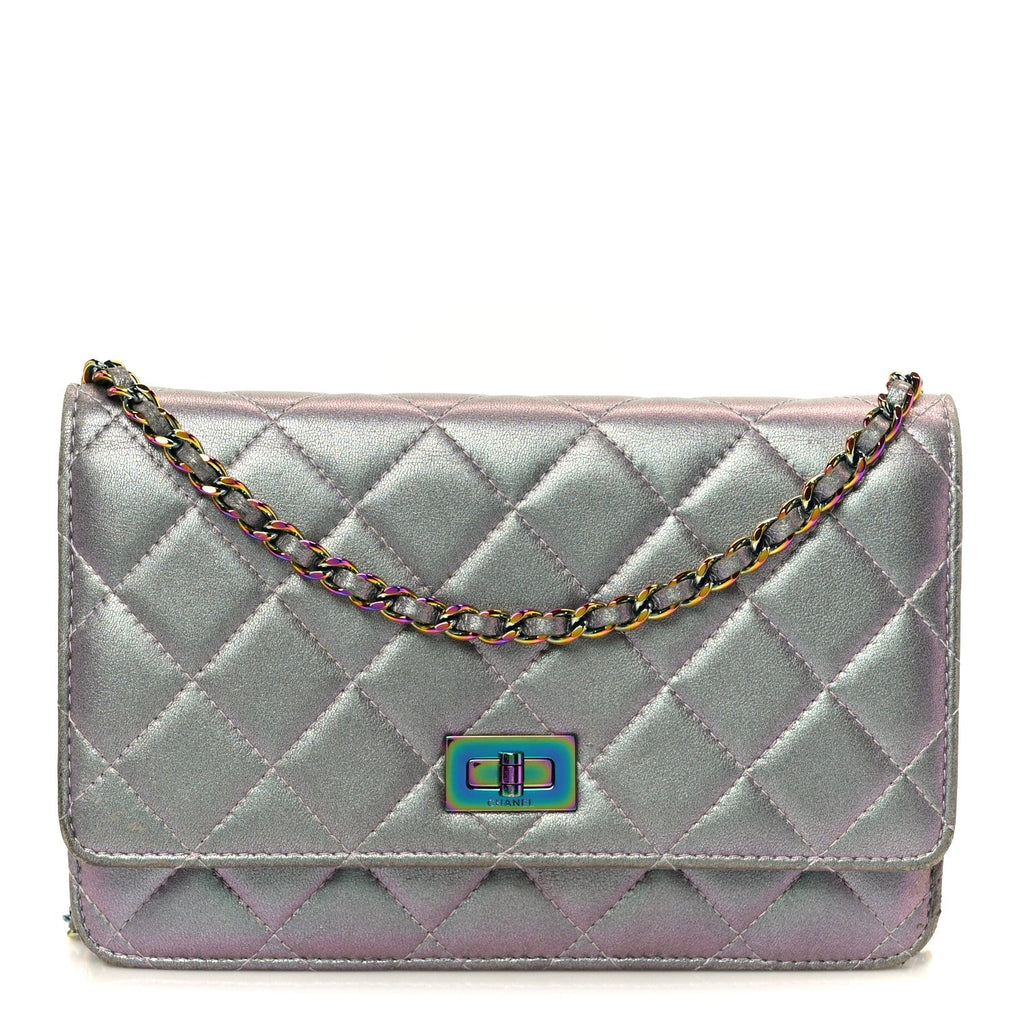 Chanel Iridescent Lambskin Quilted Reissue Wallet On Chain WOC Light Purple