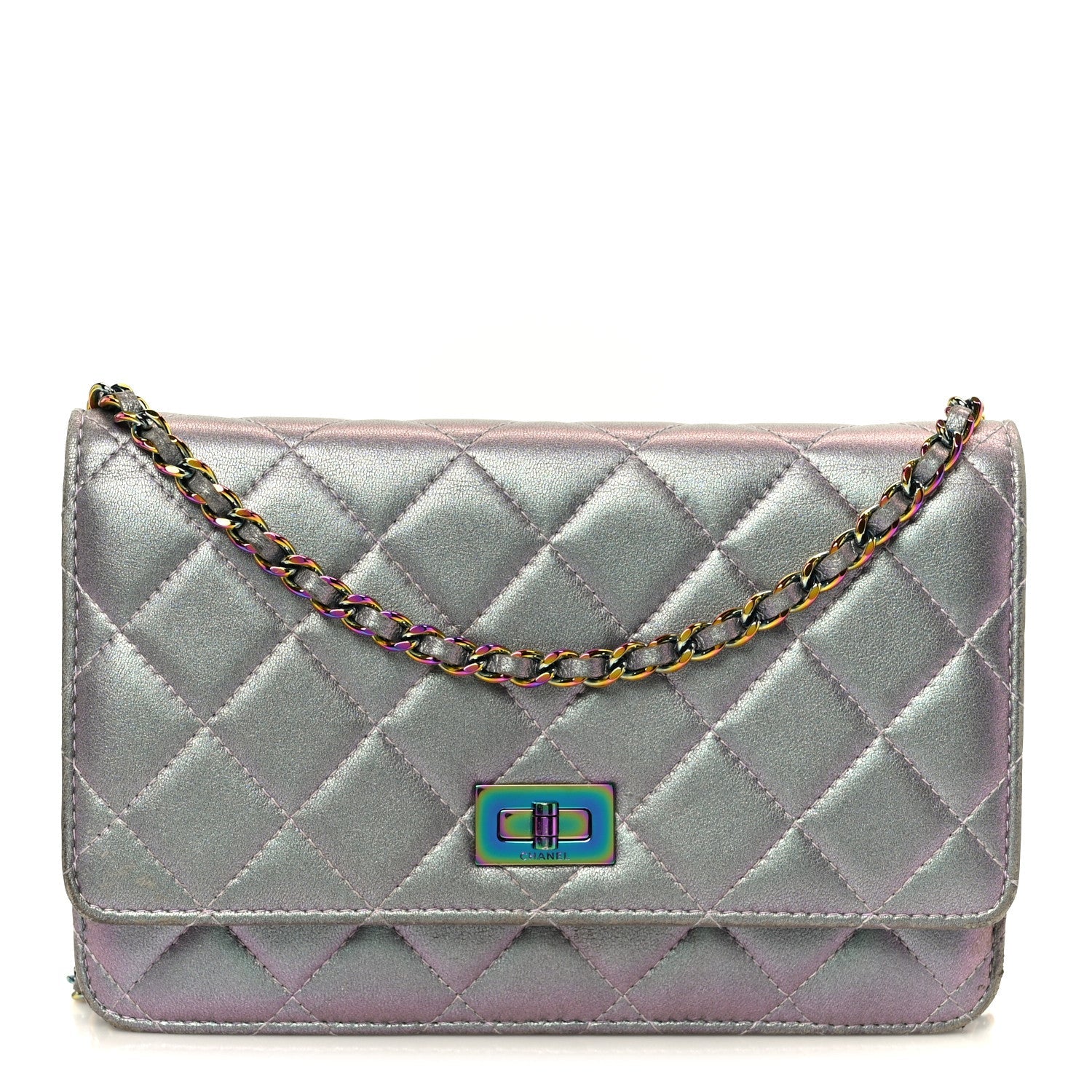Chanel Iridescent Lambskin Quilted Reissue Wallet On Chain WOC Light Purple