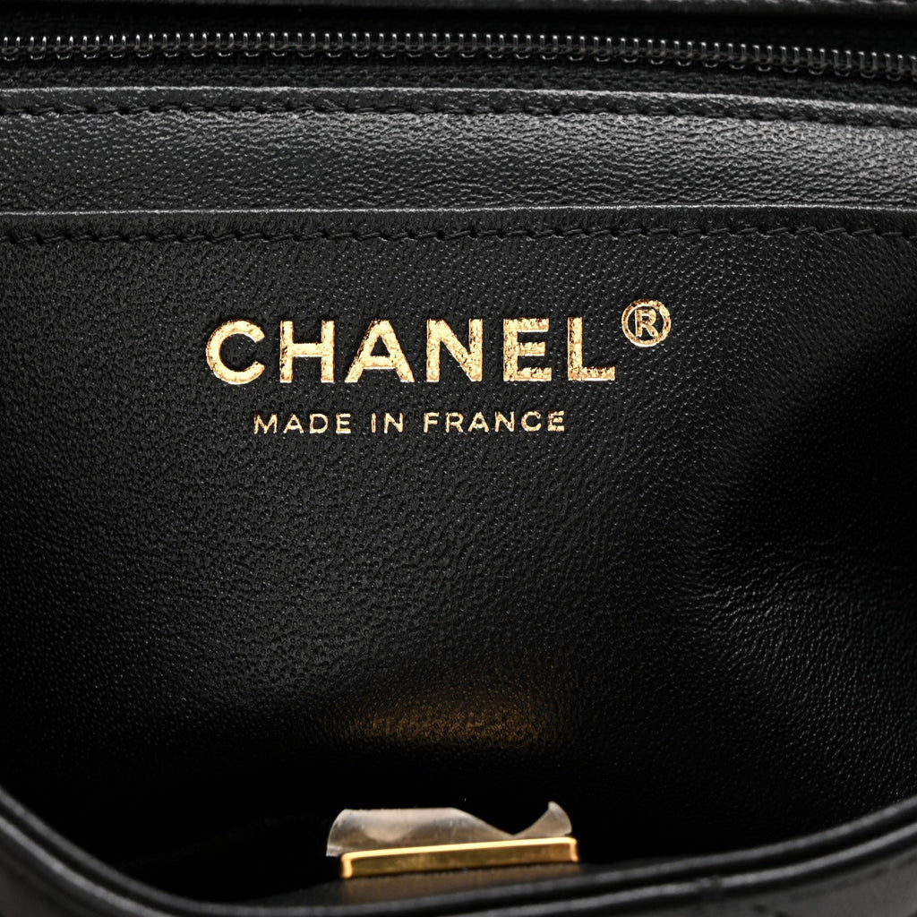 Chanel Lambskin Quilted Mini Rectangular Flap Black