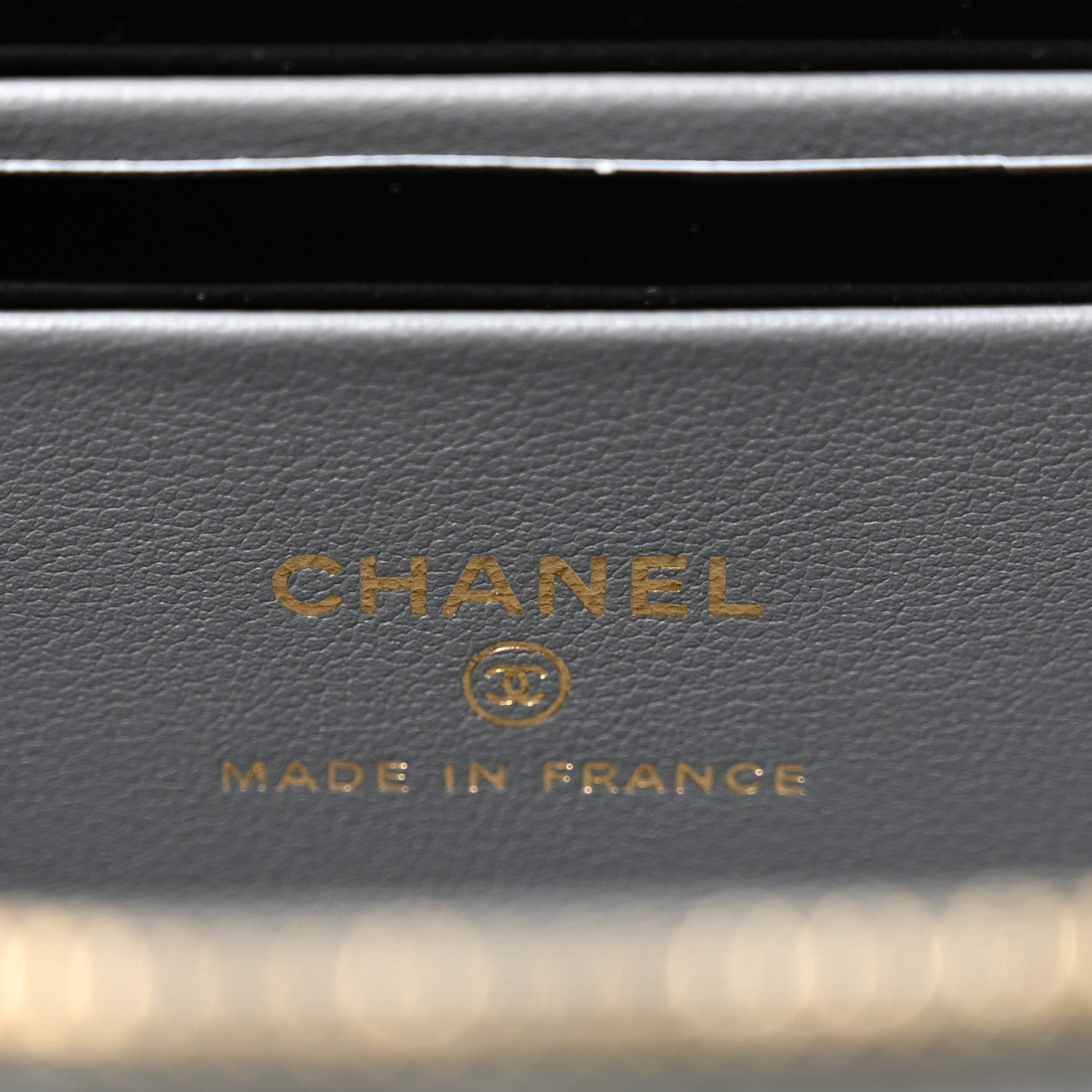 Chanel Patent Quilted Quilted Small Top Handle Vanity Case With Chain Grey