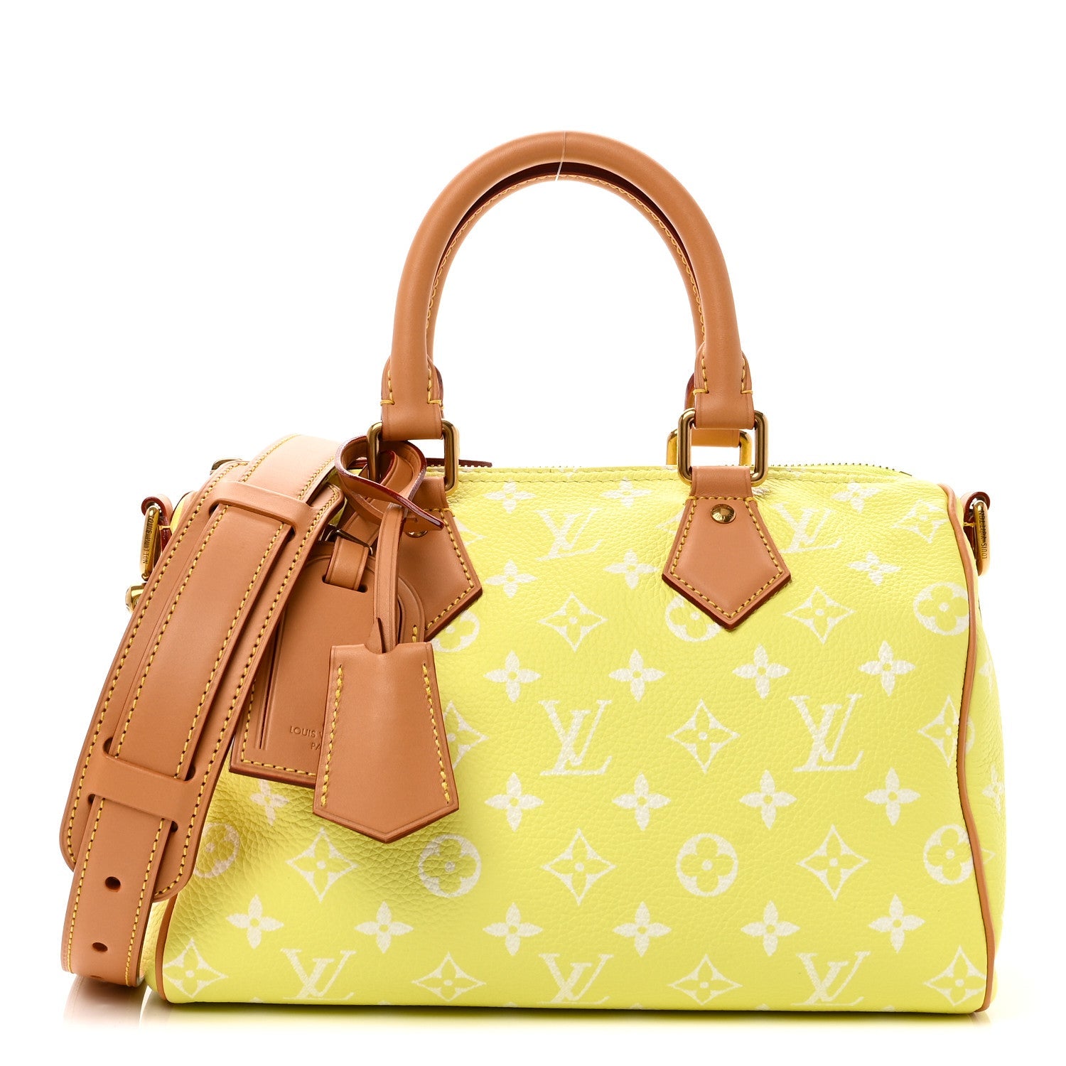 Louis Vuitton Calfskin Monogram Speedy P9 Bandouliere 25 Lemonade Yellow