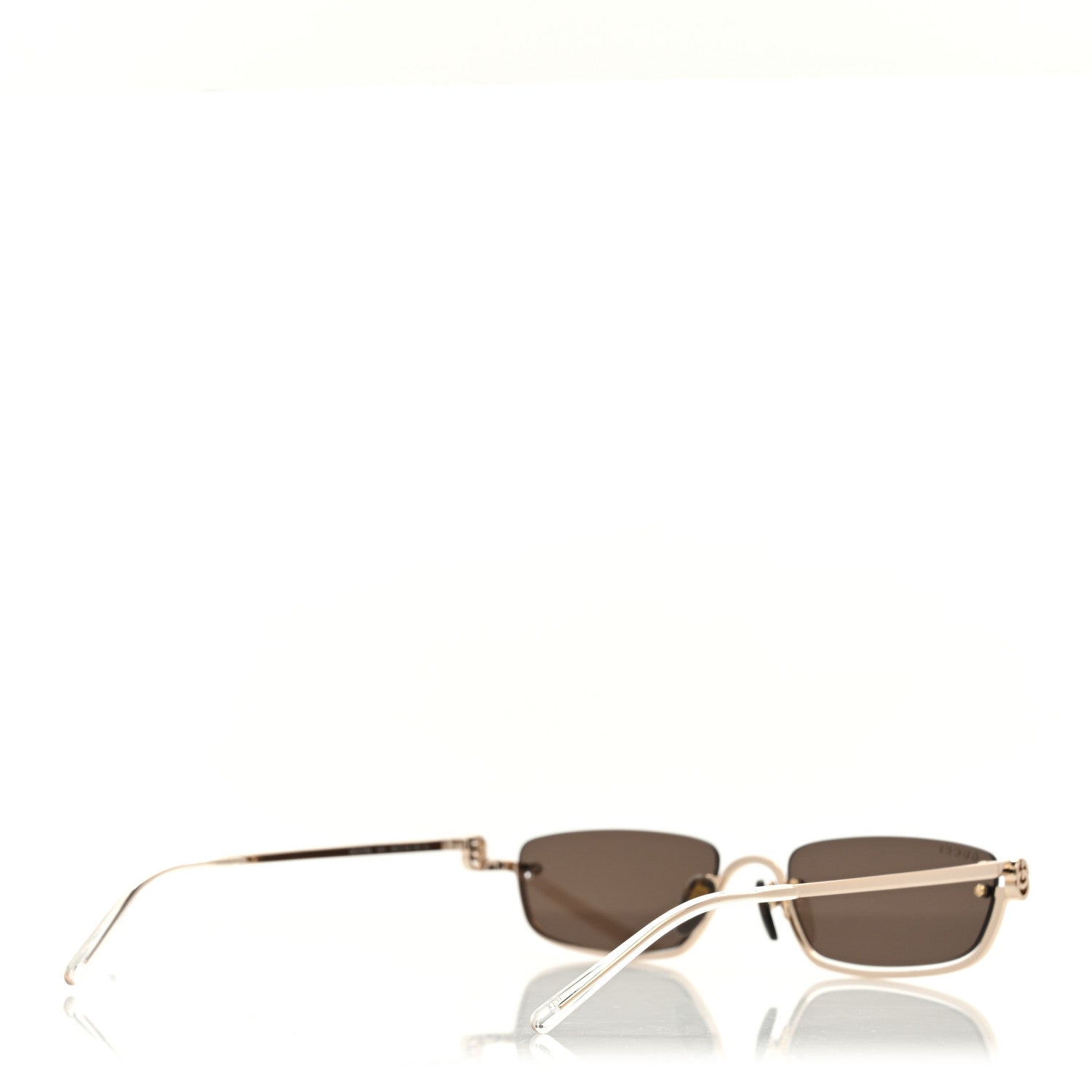 Gucci Metal Rectangular Frame Sunglasses GG1278S Brown Gold