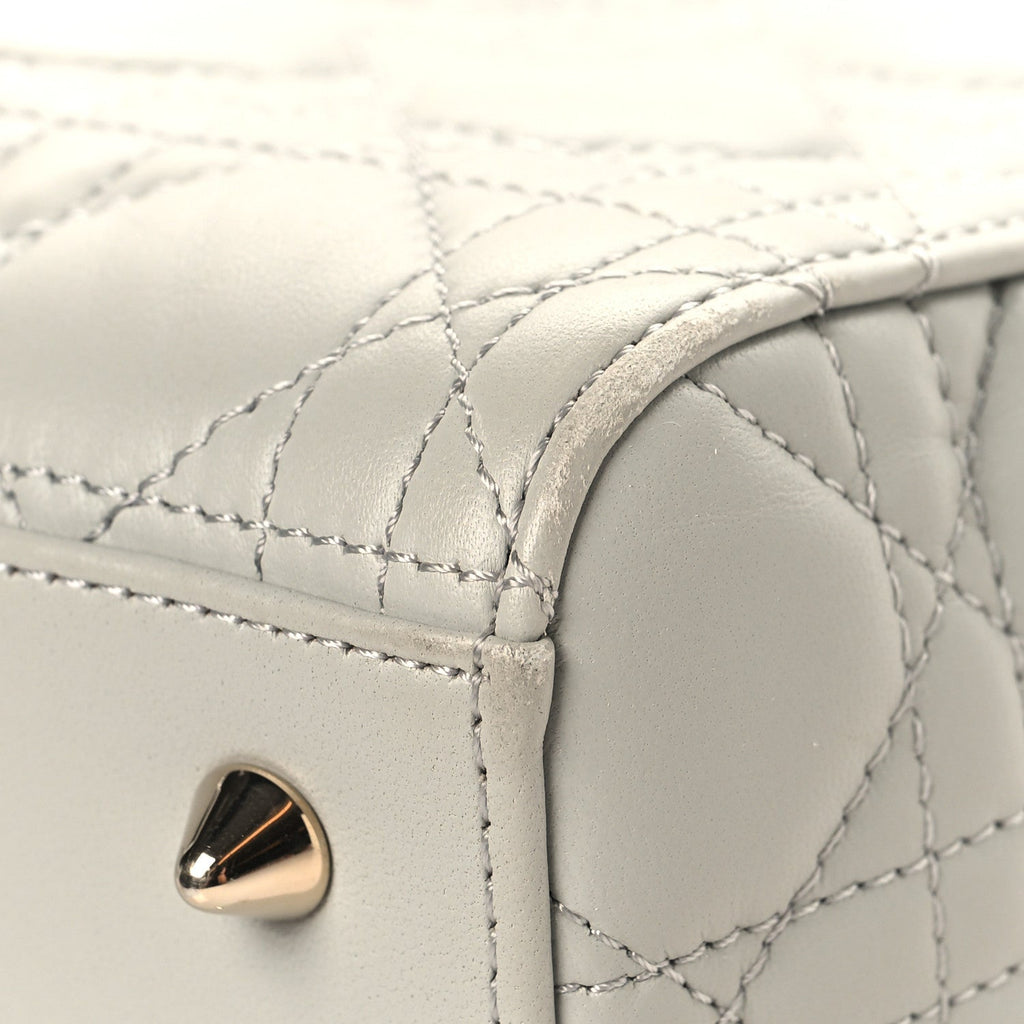 Christian Dior Lambskin Cannage Medium Lady Dior Grey