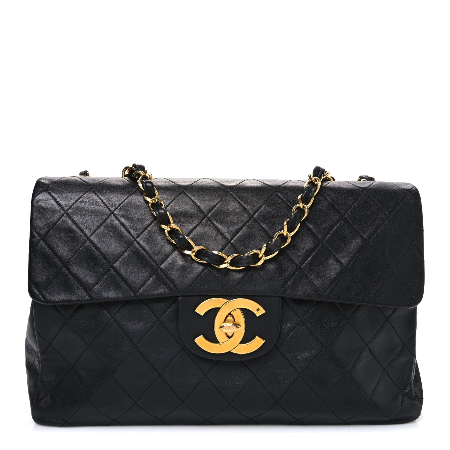 Chanel Lambskin Quilted XL Jumbo Single Flap Black