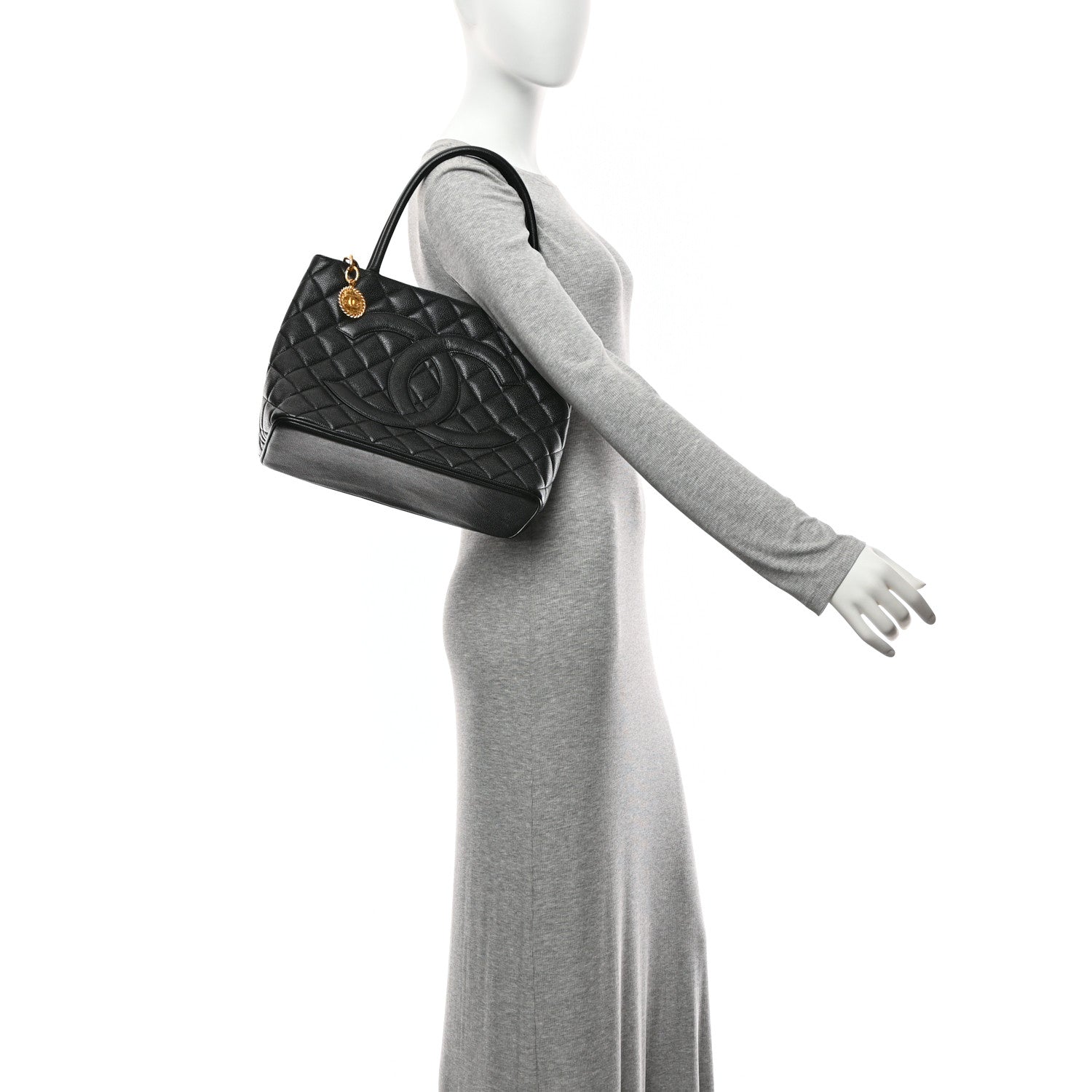Chanel Caviar Quilted Medallion Tote Black