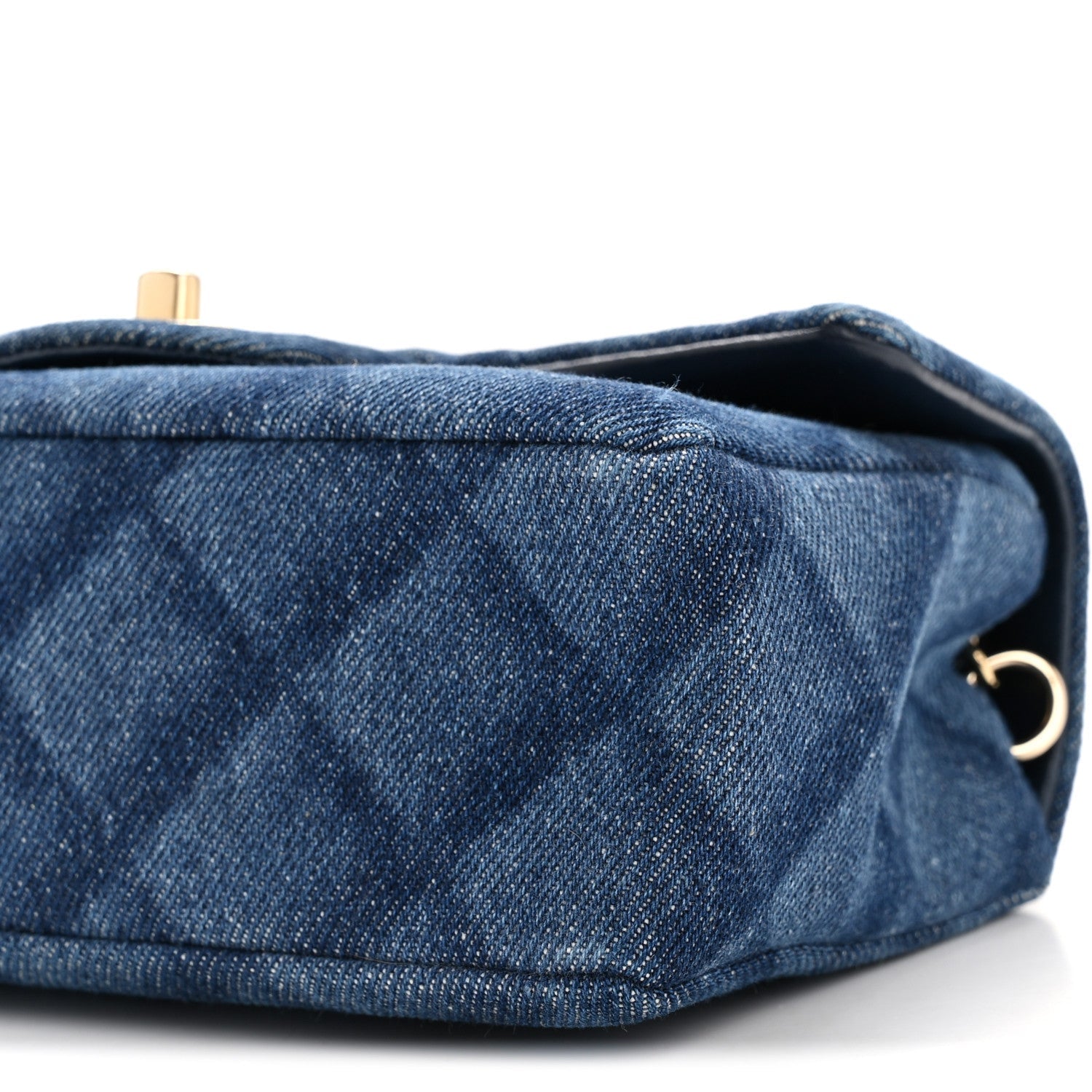 Chanel Printed Denim Quilted Mini Rectangular Flap Dark Blue