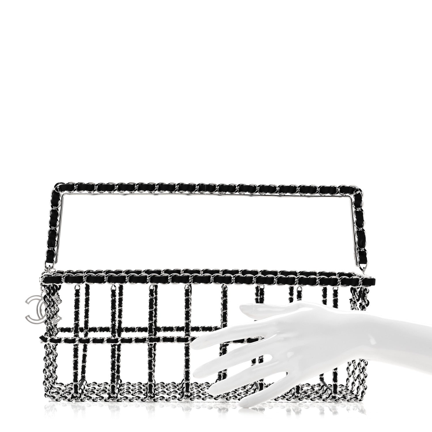 Chanel Brass Calfskin Grocery By Chanel Minaudiere Shopping Basket Silver