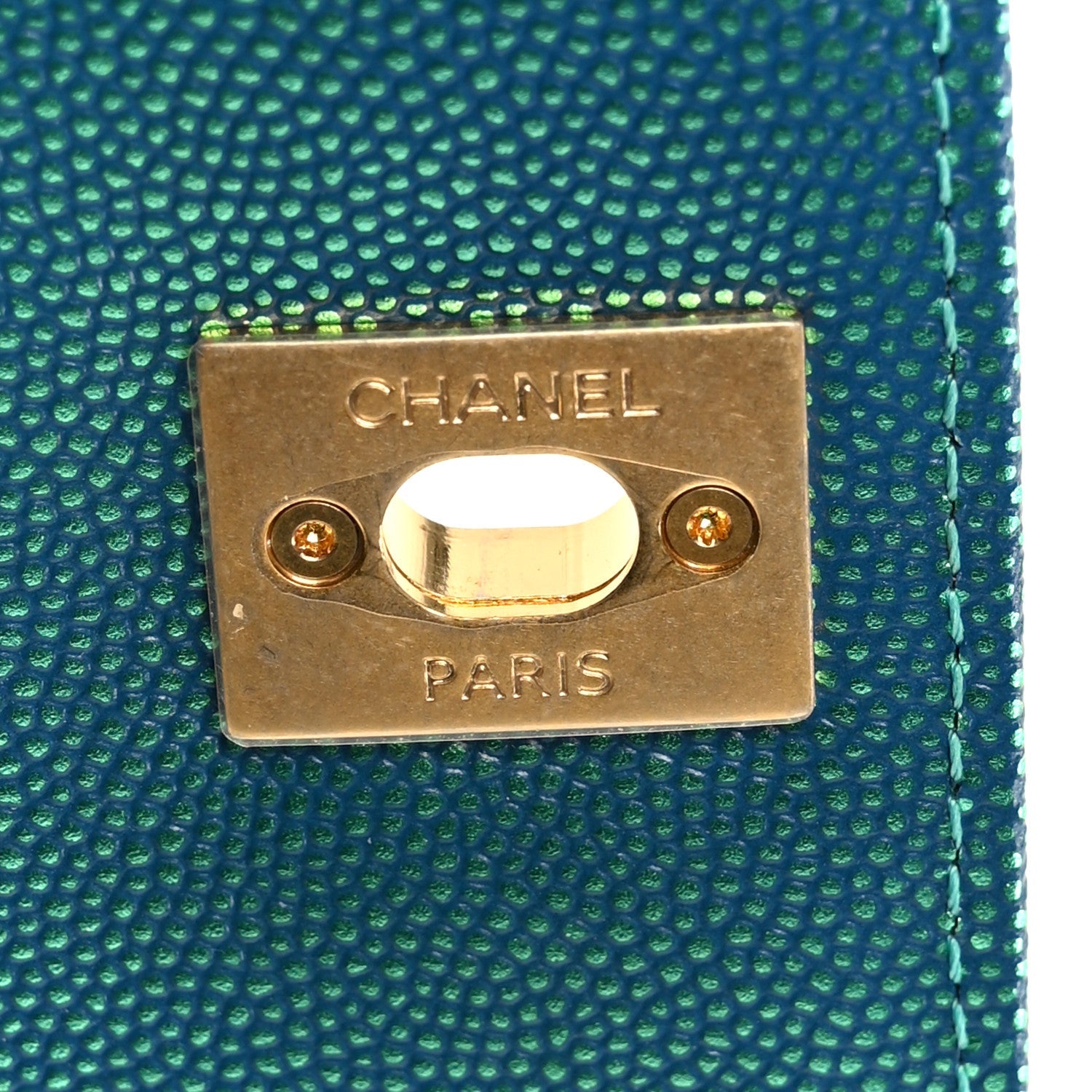 Chanel Metallic Caviar Quilted Mini Coco Handle Flap Blue