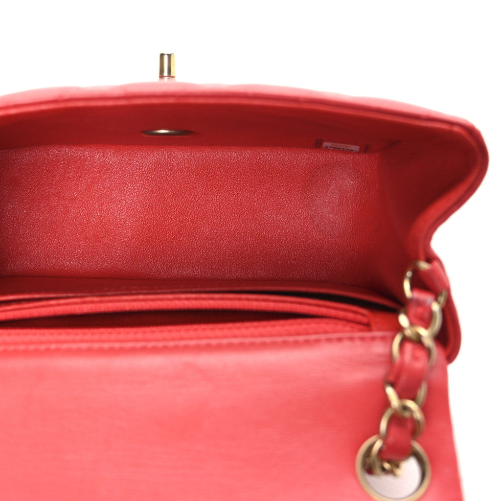 Chanel Lambskin Quilted Mini Square Flap Red