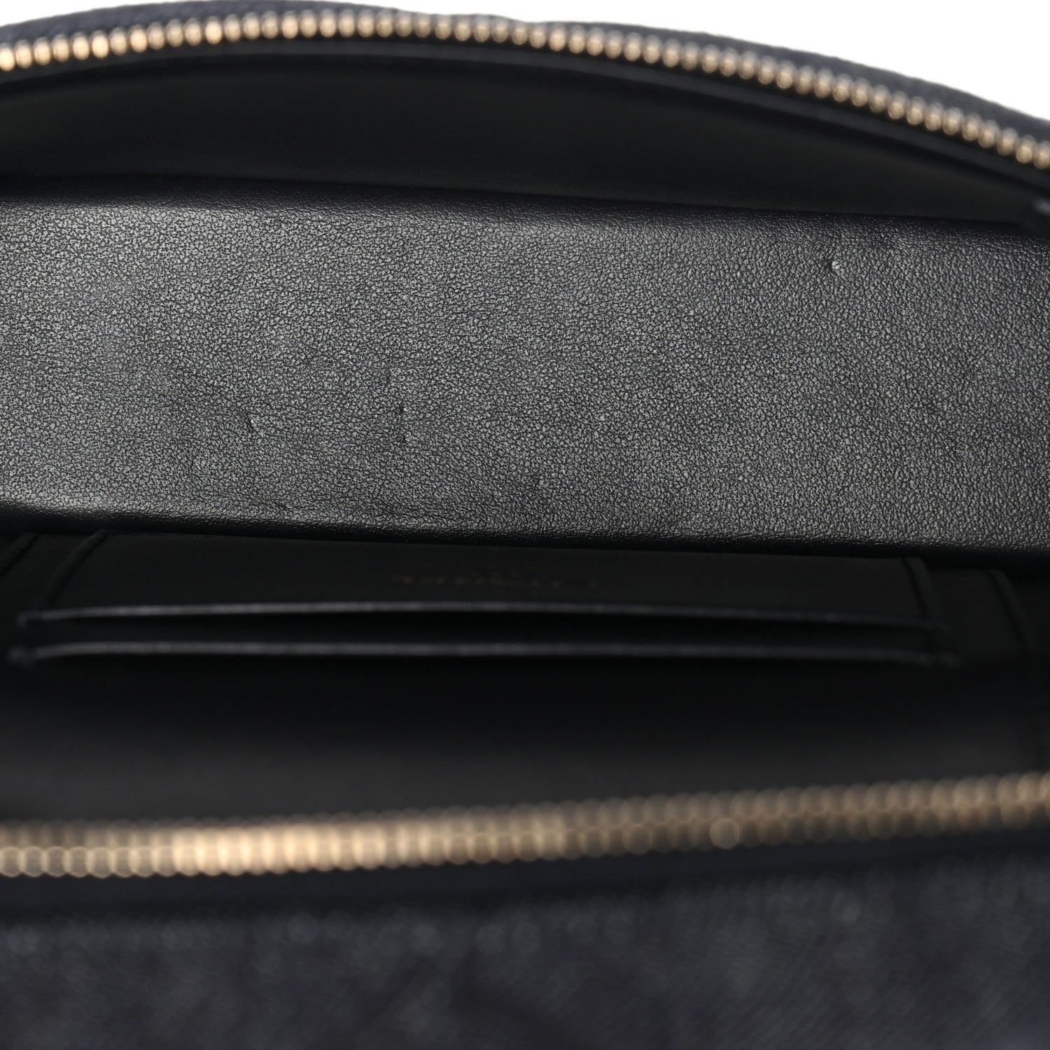 Chanel Denim Quilted Top Handle Slim Vanity Case With Chain Dark Blue