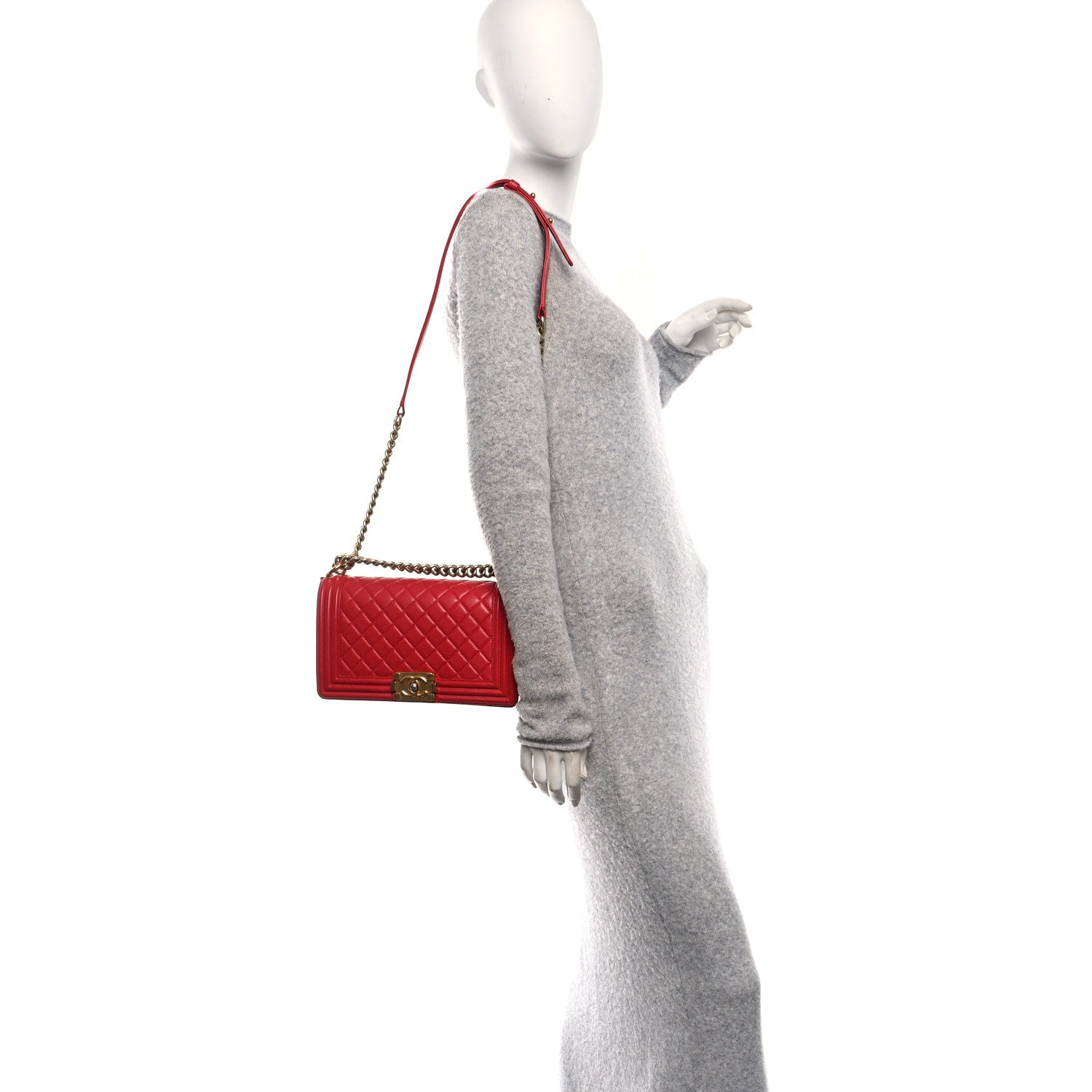 Chanel Lambskin Quilted Medium Boy Flap Red