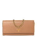 Prada Vitello Move Metal Oro Chain Wallet Caramel