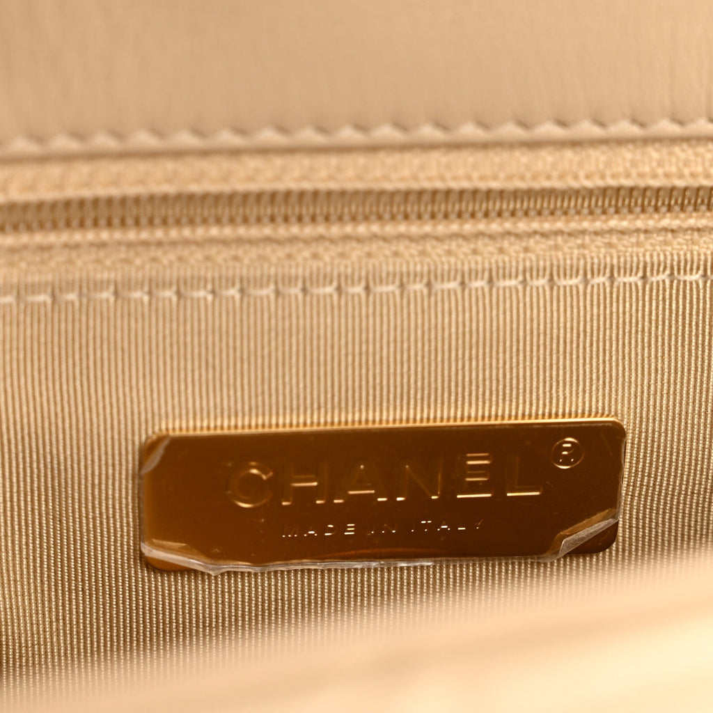 Chanel Lambskin Quilted Medium Chanel 19 Flap Beige