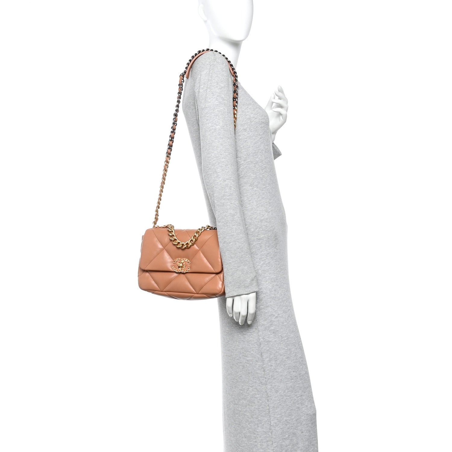 Chanel Lambskin Quilted Medium Chanel 19 Flap Brown