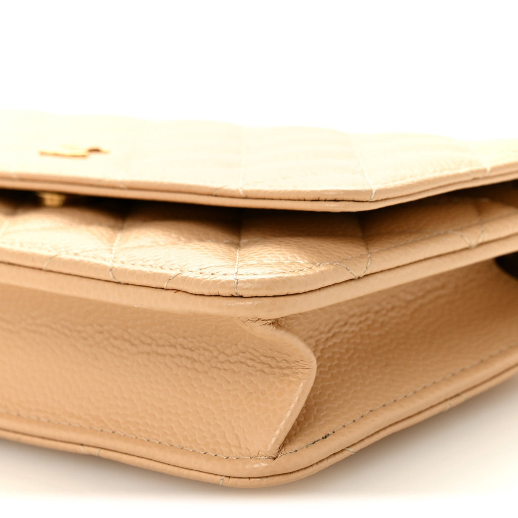 Chanel Caviar Quilted Wallet on Chain WOC Beige