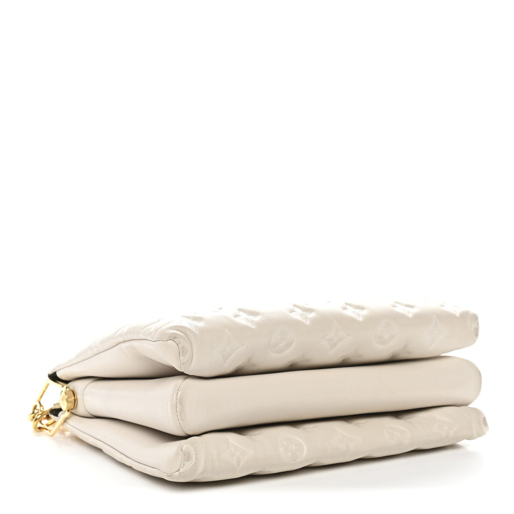 Louis Vuitton Lambskin Embossed Monogram Coussin PM Beige Cream