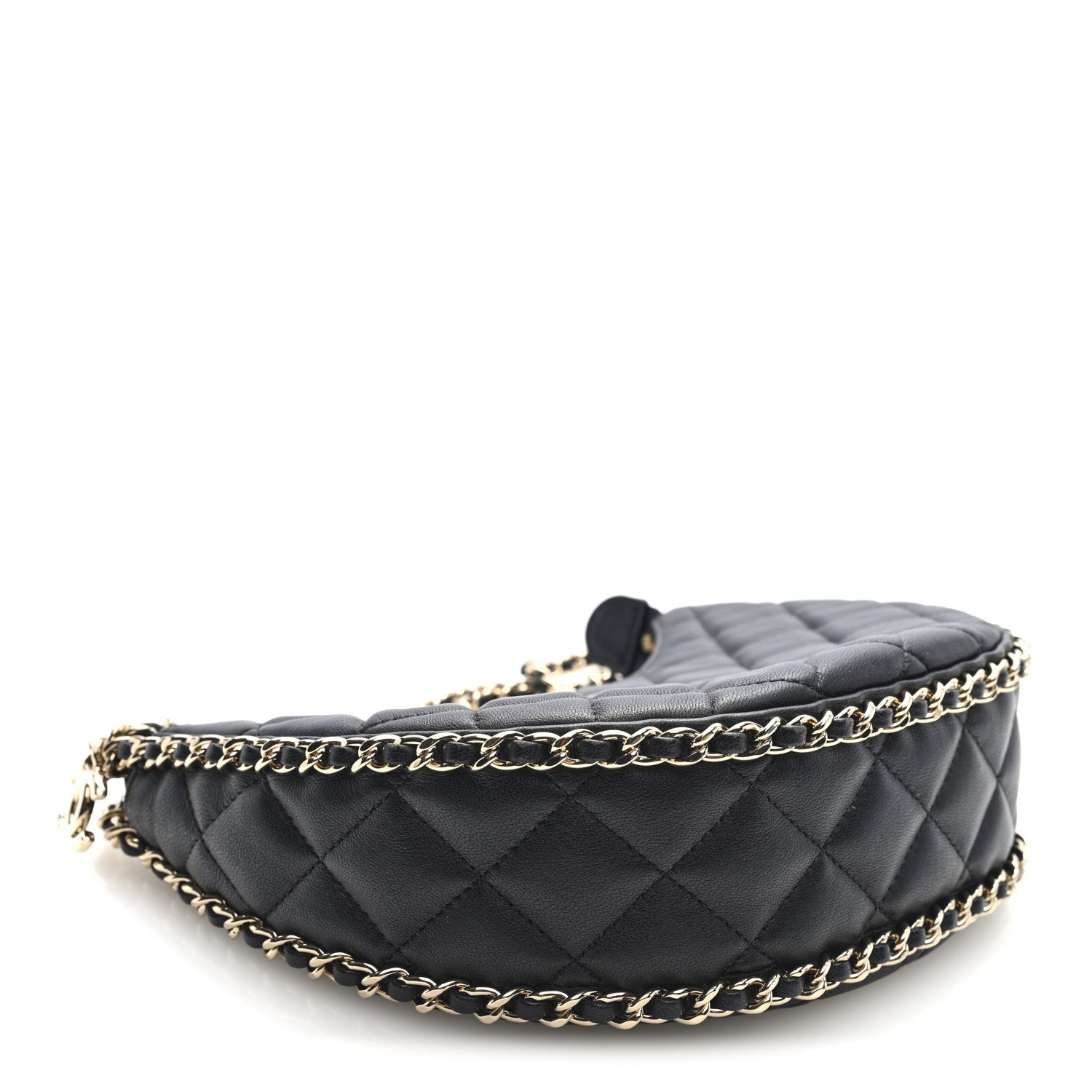 Chanel Lambskin Quilted Small Hobo Bag Black