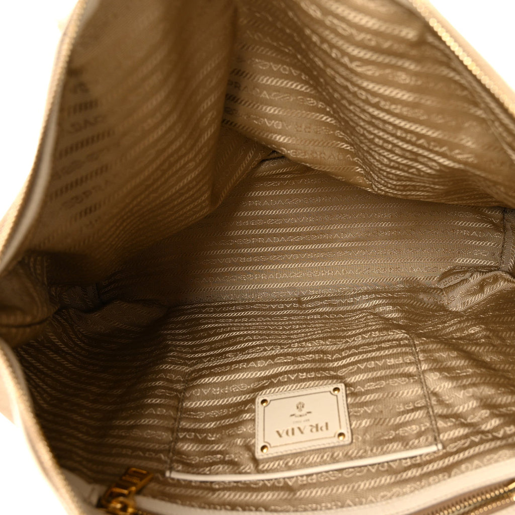 Prada Jacquard Logo Tote Corda Talco