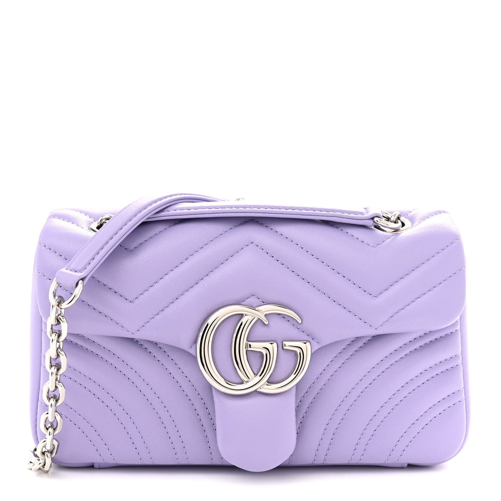 Gucci Lambskin Matelasse Small GG Marmont Shoulder Bag Lapis
