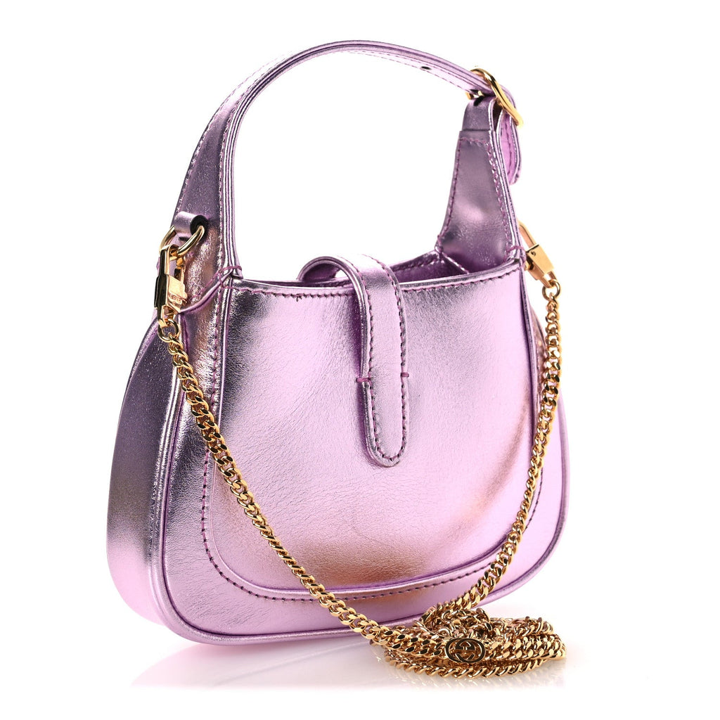 Gucci Laminated Nappa Nano Jackie 1961 Hobo Metallic Pink