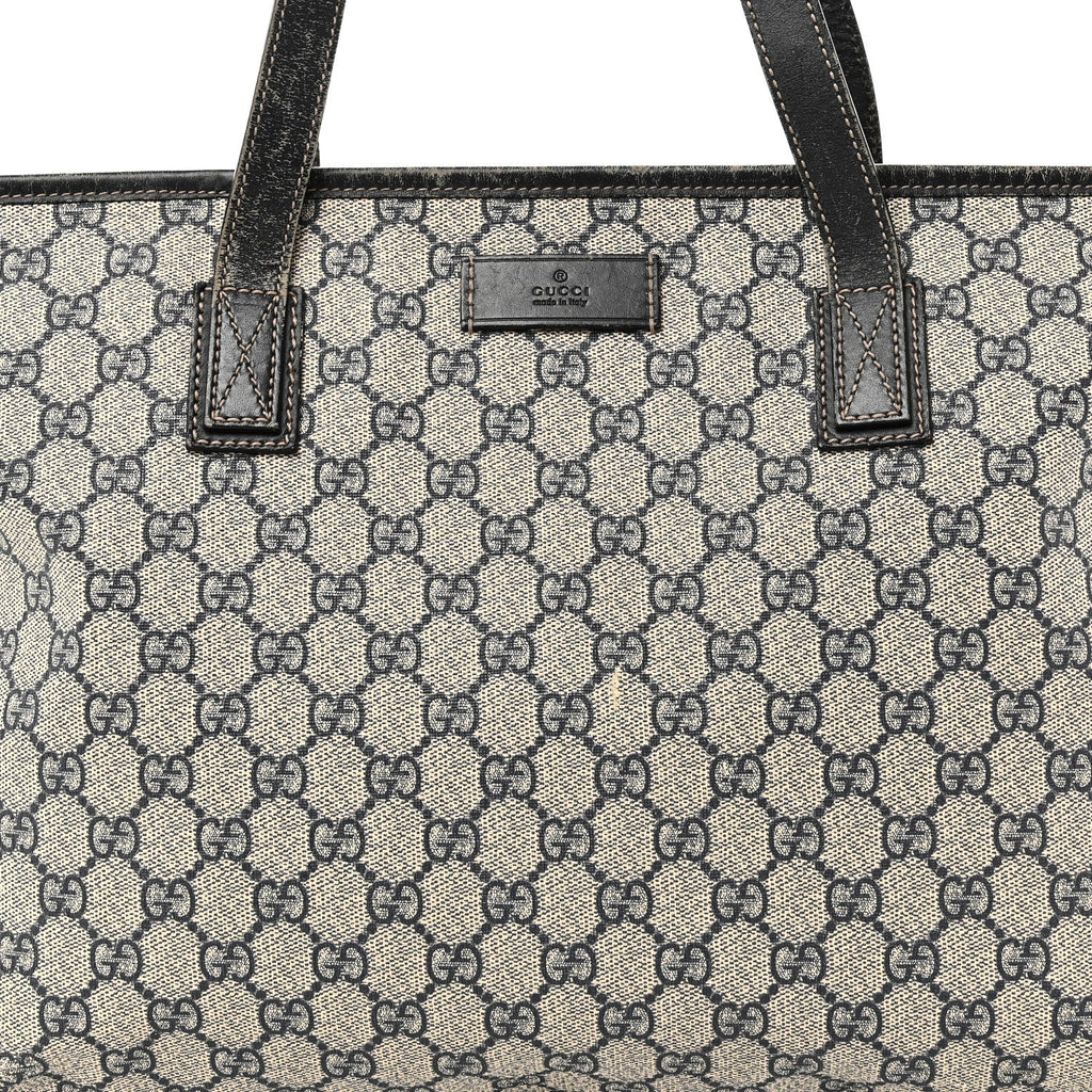 Gucci GG Supreme Monogram Medium Zippered Shopping Tote Navy