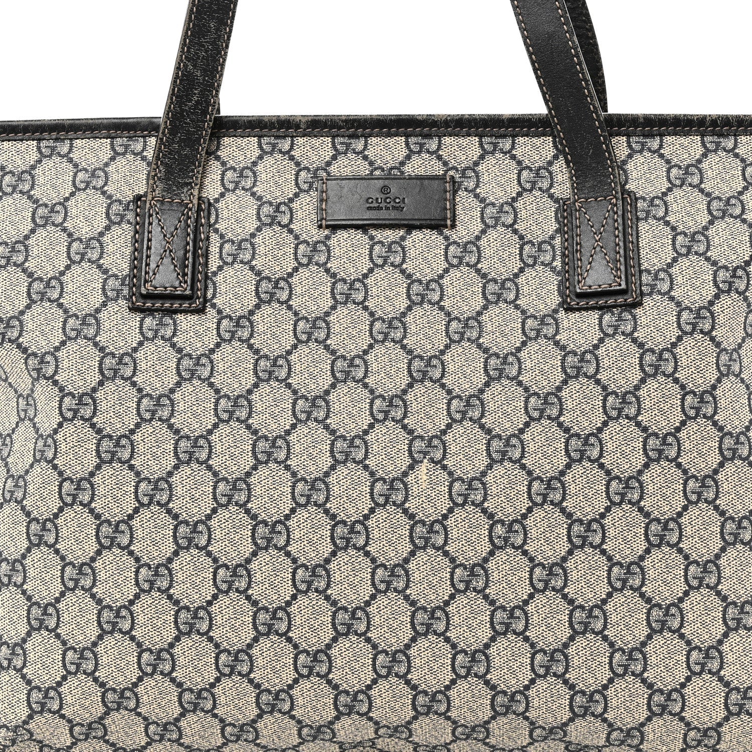 Gucci GG Supreme Monogram Medium Zippered Shopping Tote Navy