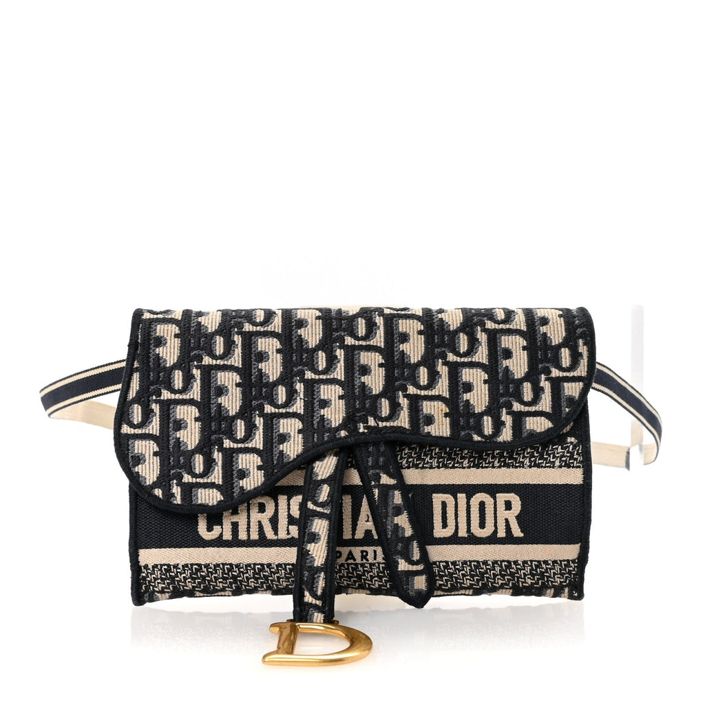 Christian Dior Oblique Slim Saddle Pouch Blue