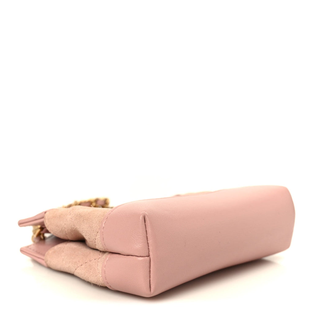 Chanel Suede Shiny Crumpled Calfskin Quilted Micro 31 Shopping Bag Light Pink