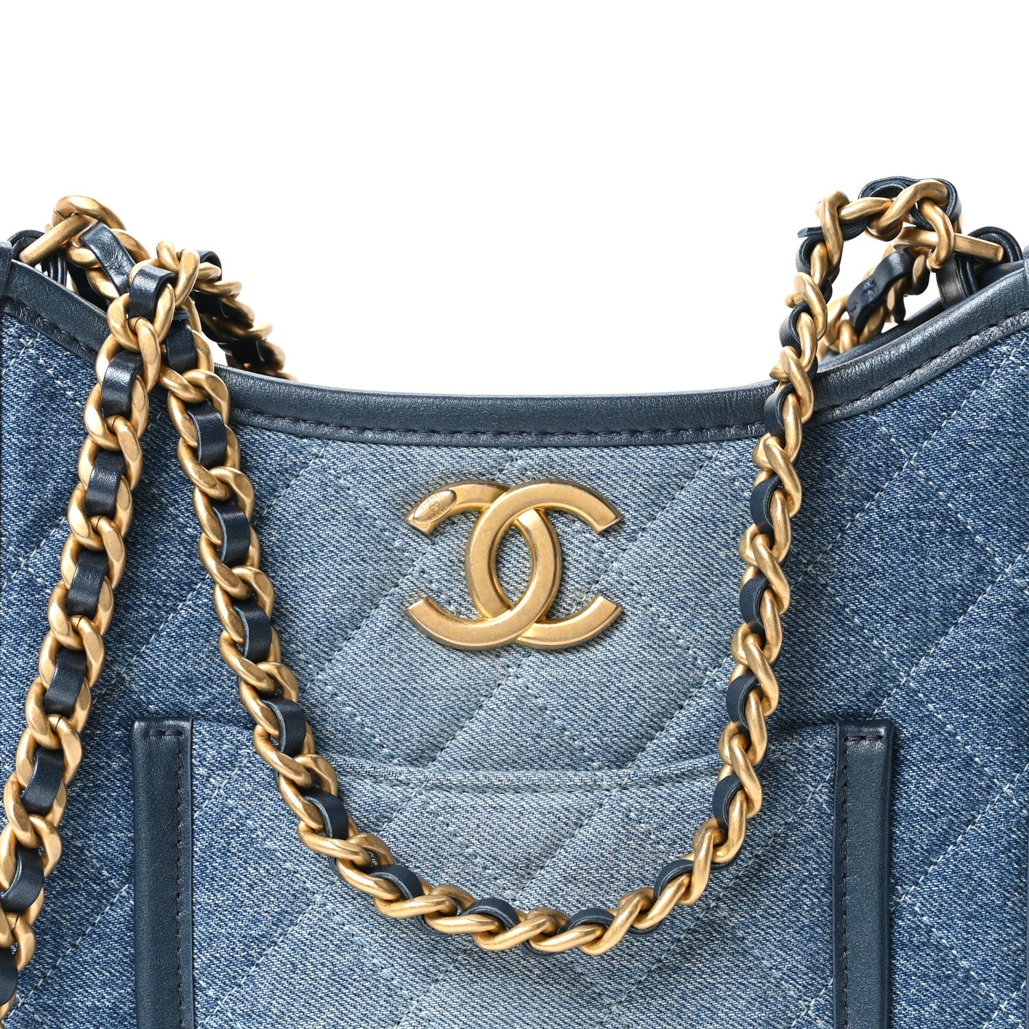 Chanel Washed Denim Quilted Small Hobo Blue