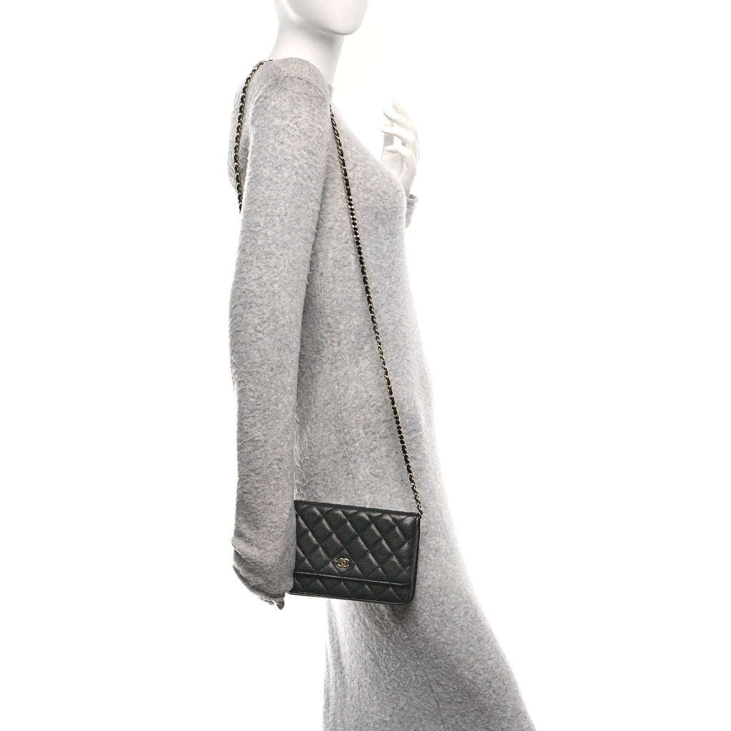Chanel Caviar Quilted Wallet on Chain WOC Black