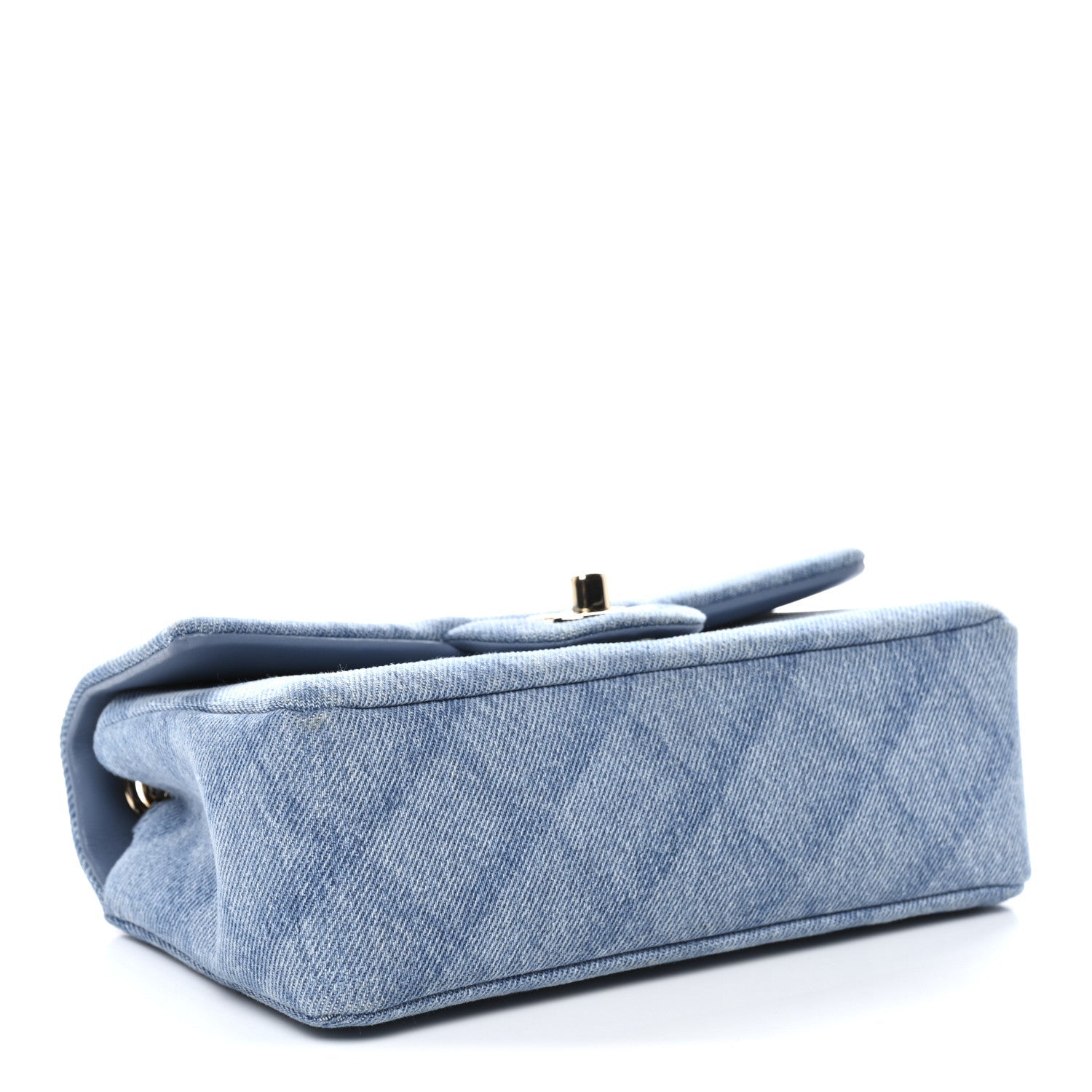 Chanel Printed Denim Quilted Mini Rectangular Flap Light Blue