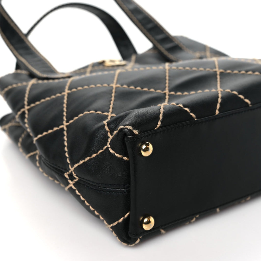 Chanel Calfskin Stitch Small Surpique Tote Black