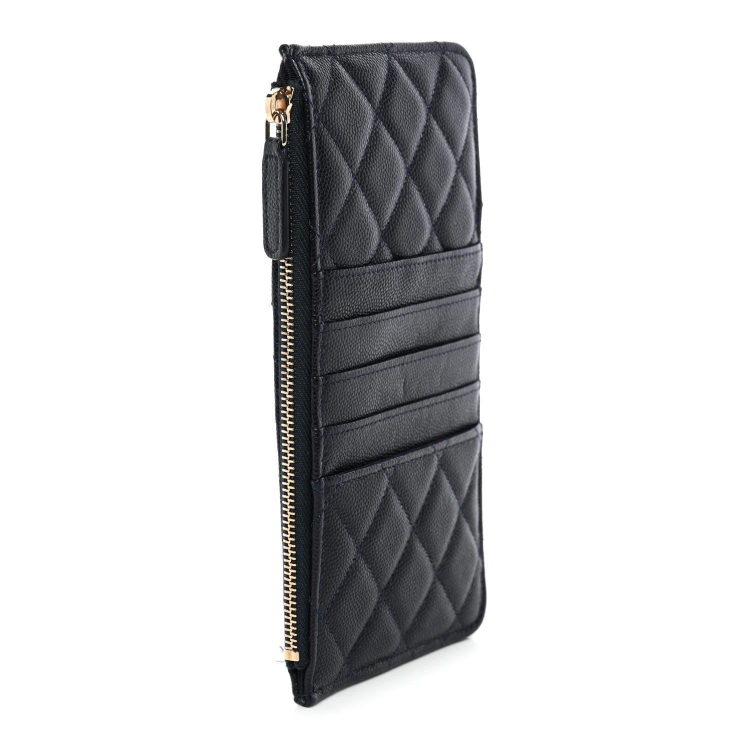 Caviar Quilted Classic Flat Wallet Pouch Navy