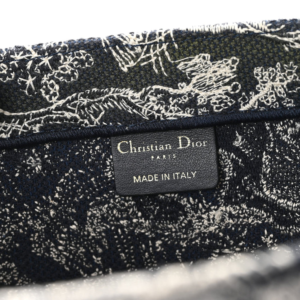Christian Dior Canvas Embroidered Medium Dioriviera Toile De Jouy Reverse Book Tote Blue