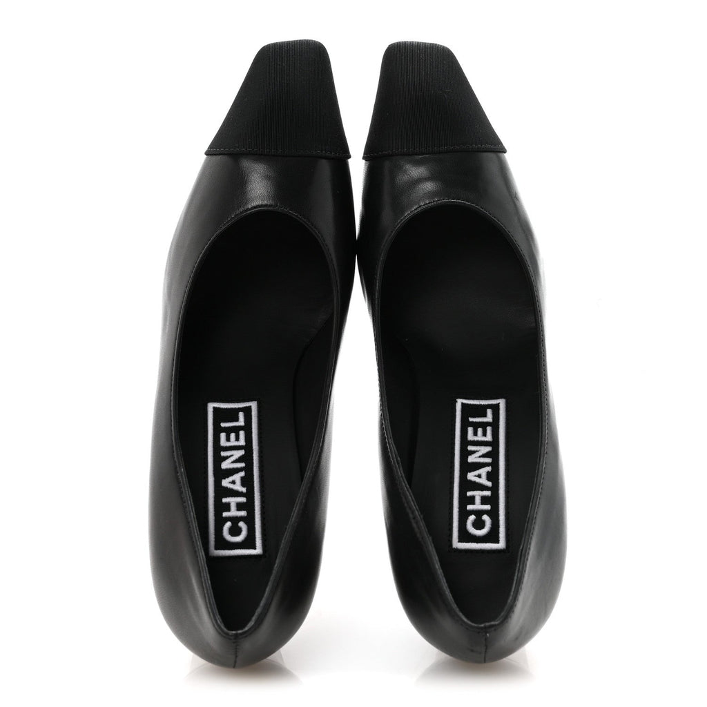 Lambskin Grosgrain Cap Toe CC Pumps 36.5 Black