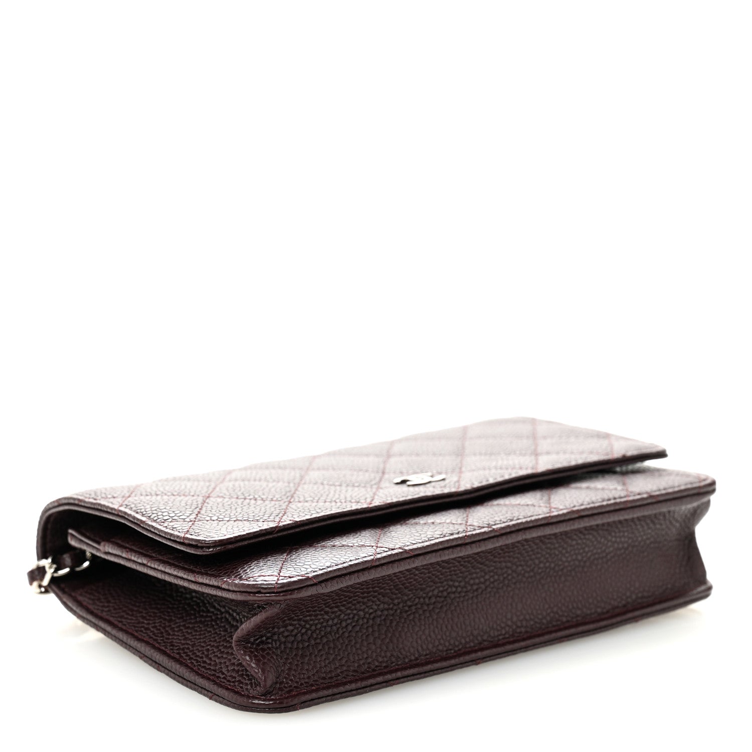 Chanel Caviar Quilted Wallet on Chain WOC Burgundy