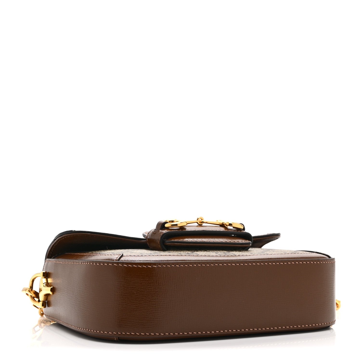 Gucci GG Supreme Monogram Web Mini Horsebit 1955 Shoulder Bag Beige Brown Sugar