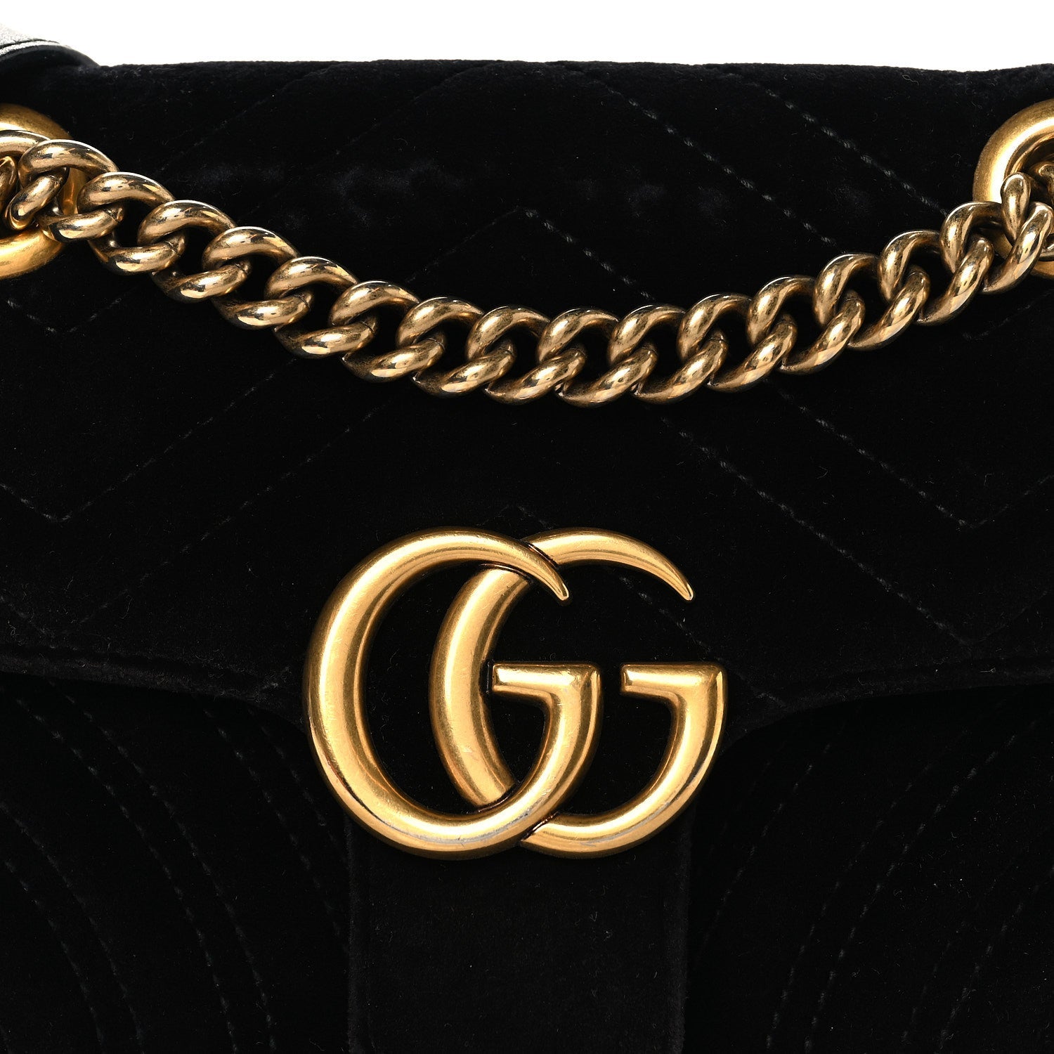 Gucci Velvet Matelasse Mini GG Marmont Shoulder Bag Black