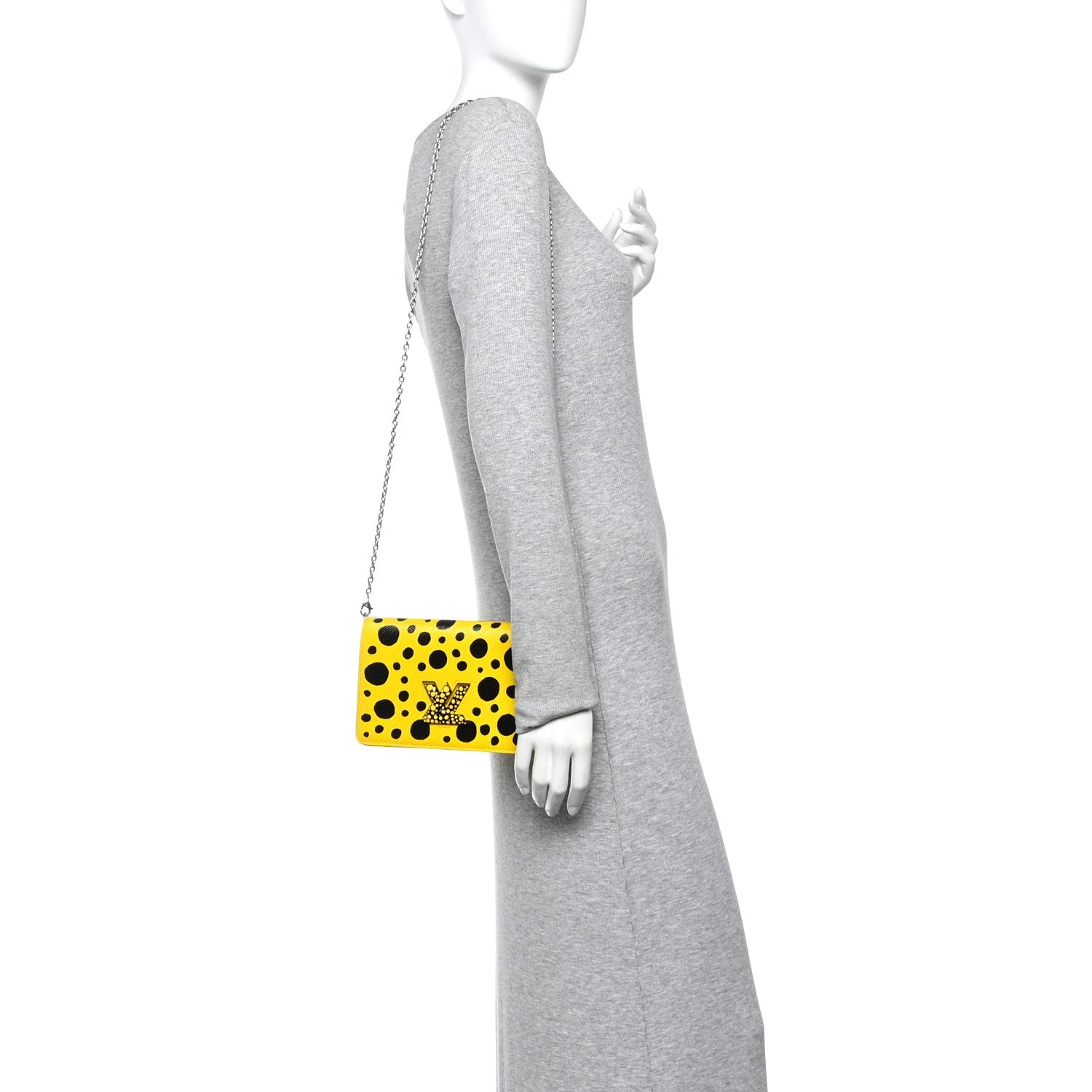 Louis Vuitton LV x YK Epi Infinity Dots Twist Belt Chain Wallet Yellow Black