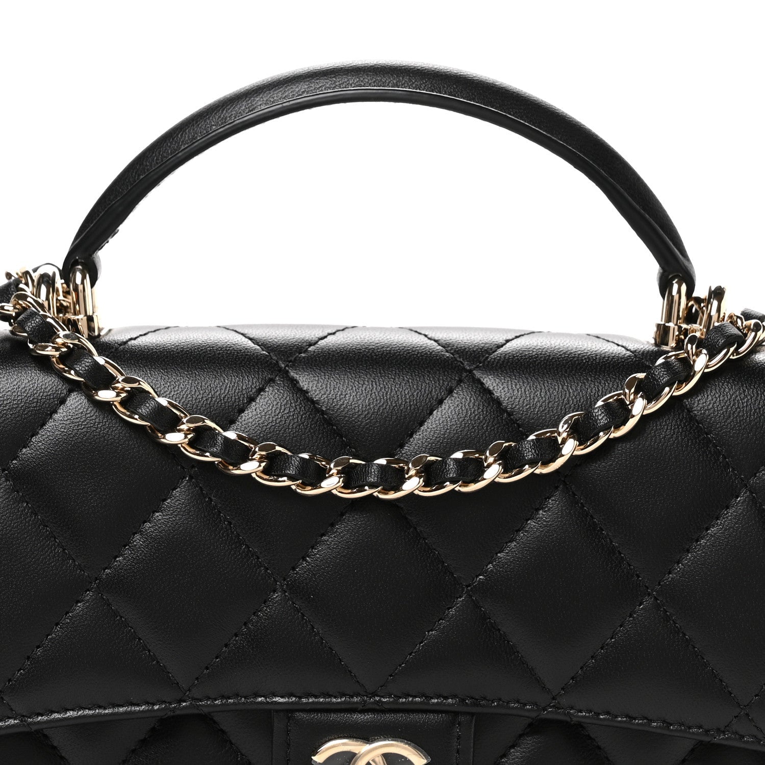 Chanel Lambskin Quilted Flap Phone Holder With Chain Black