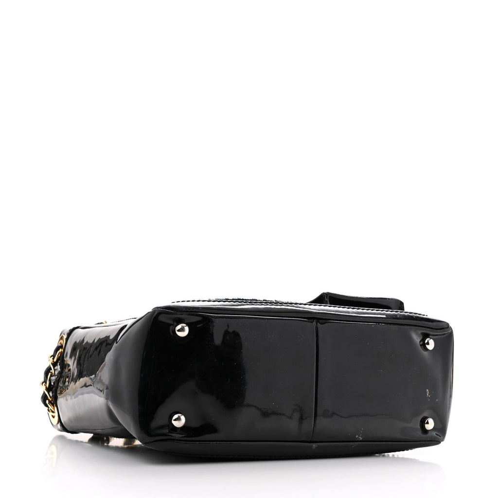 Chanel Patent Pony Hair Small Pocket Tote Black