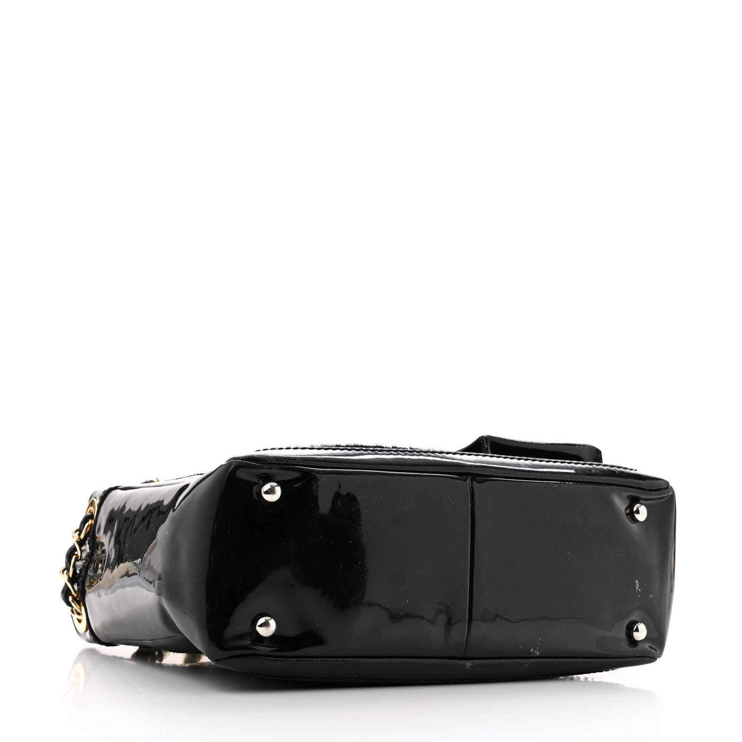 Chanel Patent Pony Hair Small Pocket Tote Black