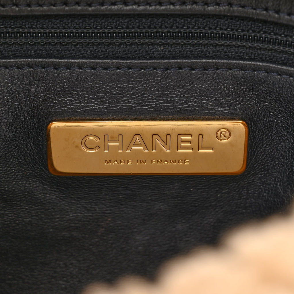 Chanel Crumpled Calfskin Shearling Sheepskin Quilted Medium Chanel 19 Flap Navy