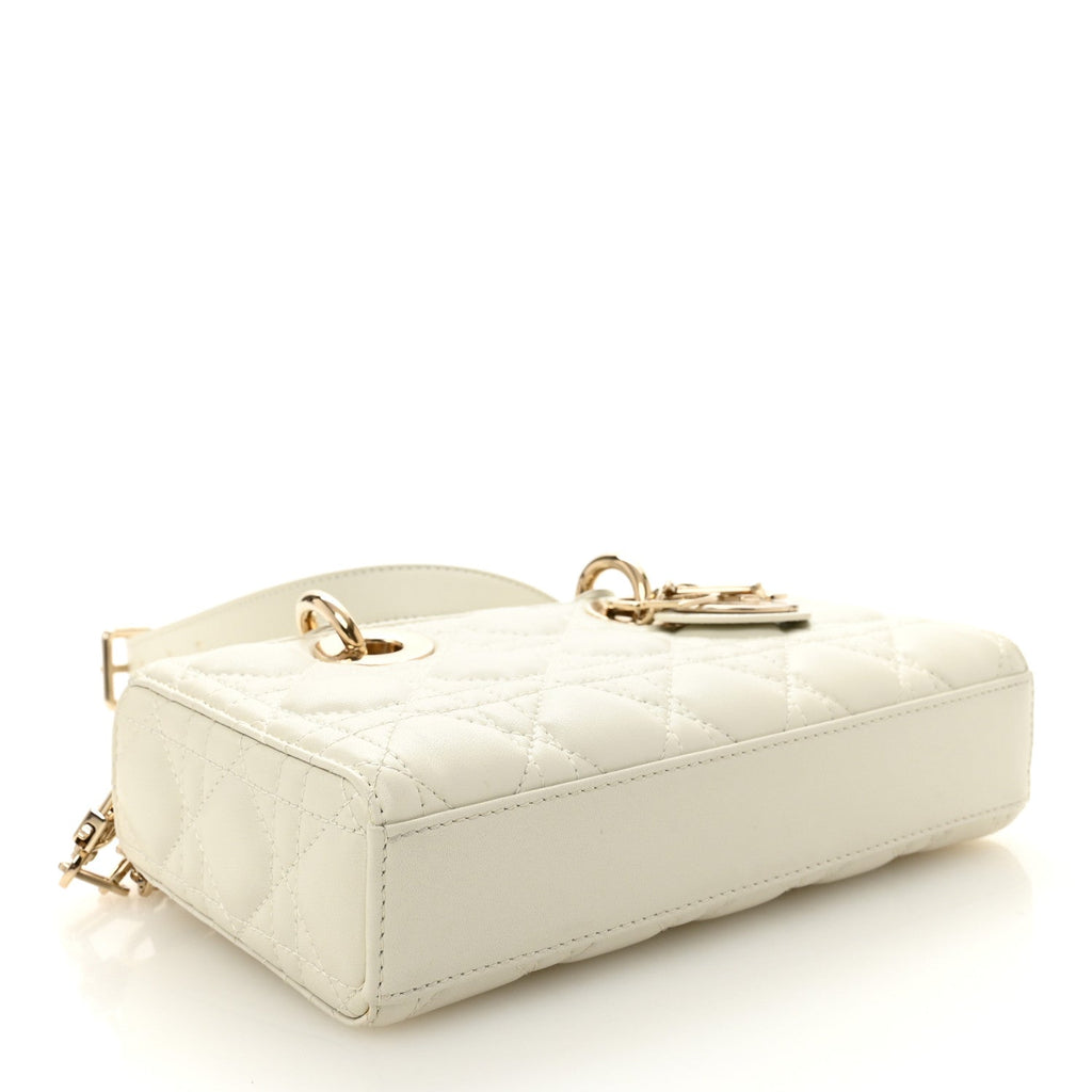 Christian Dior Lambskin Cannage Small Lady D-Joy Latte
